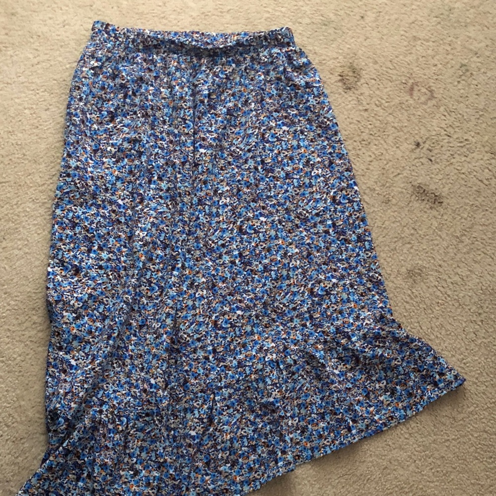 SHEIN Blue Floral Midi Skirt
